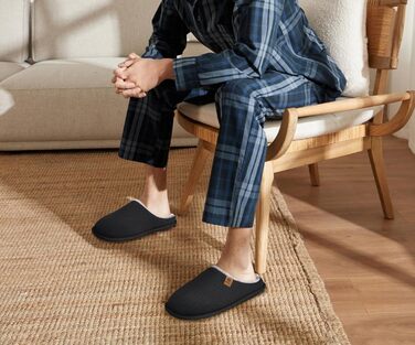 Чоловічі халапи ONCAI з піною Memory Foam, халапи для дому, антиковзкі, чорні, розмір EU 46