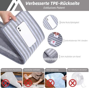 Ковзаючі килимки на сходи COSY HOMEER, 70x22 см, 15 шт., самоклеючі, з антиковзаючою основою, машинне прання, 100% поліестер, TPE, сірий колір