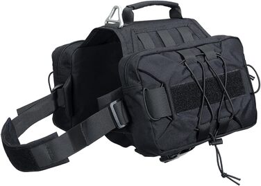 Рюкзак для собак великих та середніх порід: зручний рюкзак-переноска для подорожей, кемпінгу та хайкінгу з двома місткими бічними кишенями (чорний, L)