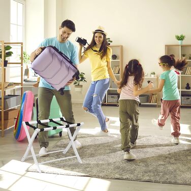 Relaxdays Luggage Rack Wood, foldable, luggage rack, suitcase storage, for travel luggage, HxWxD: 52.5x66.5x48 cm, white