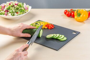 Rosenstein & Söhne Kitchen Cutting Boards: Set of 3 Wood Fiber Cutting Boards with Stand, 30 x 23.5 x 0.6 cm (Wooden Breakfast Boards, Wooden Kitchen Boards)…