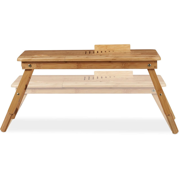 Столик для ноутбука Relaxdays в ліжко, бамбук з ящиком, 30 x 69 x 35 см, натуральний колір