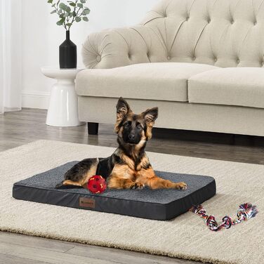 Ортопедичне ліжко для собак Juskys Milow, 76x51 см - м'яке та стабільне, знімний та пральний чохол. Підходить для маленьких собак - сірий колір.