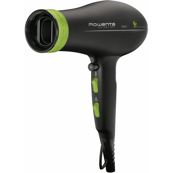 Фен Rowenta CV6030 Haartrockner Eco Intelligence Instant Dry з технологією Air Booster | 1500 Вт, 3 температури, 2 швидкості, холодне повітря, чорний