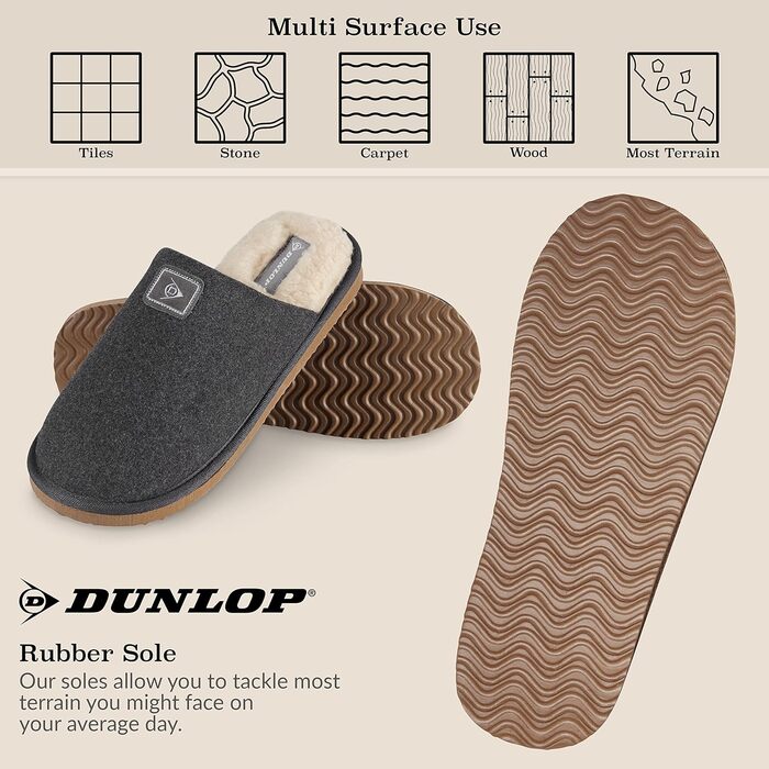 Тапочки чоловічі Dlop з антиковзкою підошвою та плюшевою підкладкою (42 EU, темно-сірий)