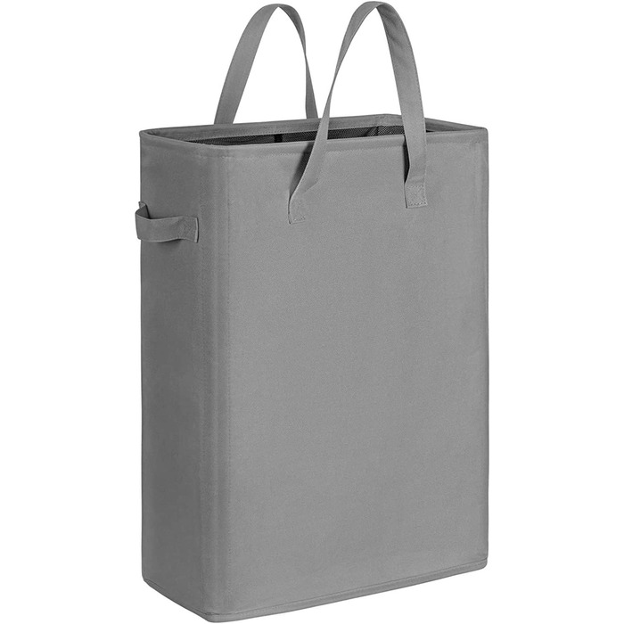 Chrislley Slim Laundry Basket Small Laundry Basket Foldable Laundry Basket Collapsible Laundry Bag Narrow Laundry Basket with Handle - 45L Grey