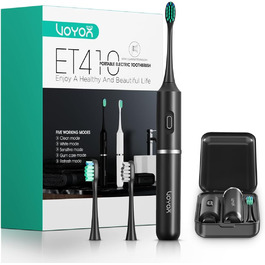 Електрична зубна щітка VOYOR-HEALTH ET410 Black: 5 режимів, для подорожей, USB-зарядка