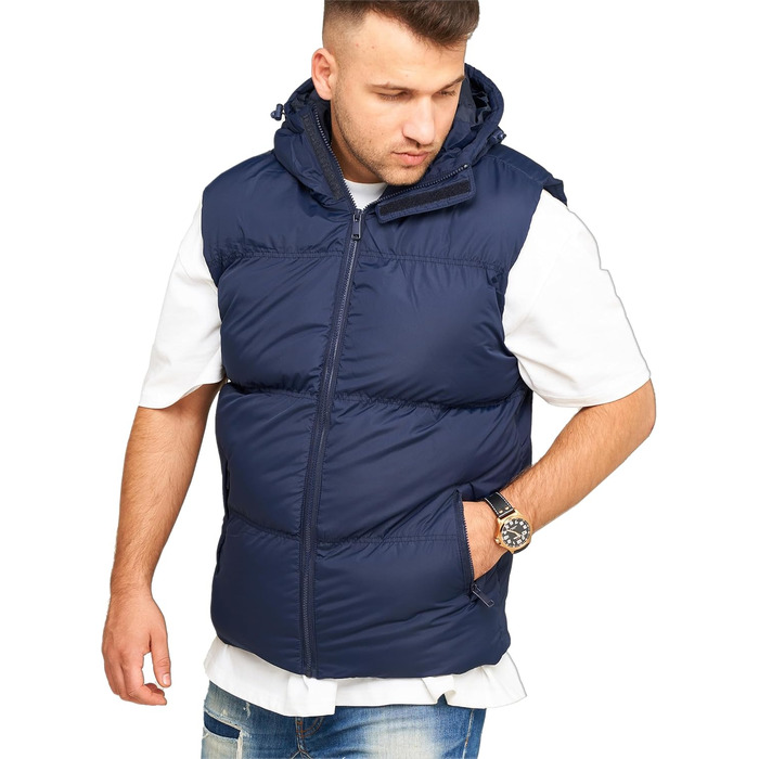 Чоловіча тепла жилетка Behype з капюшоном, стеганий пуховик, розмір XL, темно-синій