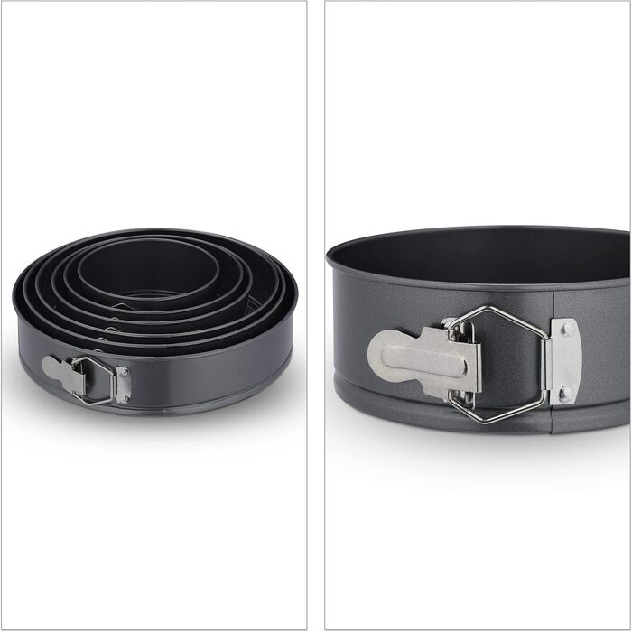 Набір форм для випічки Relaxdays, 6 шт., Ø 14-28 см, нержавіюча сталь, антипригарне покриття, антрацит