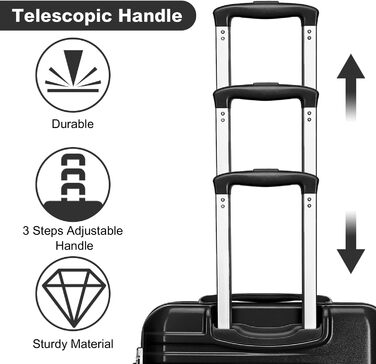 Чемодан ручної опішки British Traveller, середній, 64*43*26.5 см, з TSA-замком, ABS+PC, 24'+28' (Чорний)