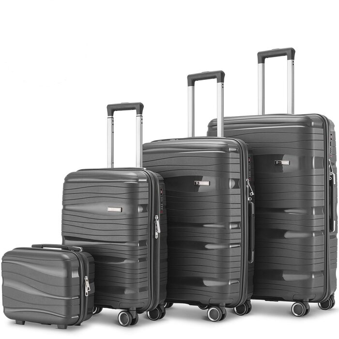 Набір валіз Travel One з жорстким корпусом, 4 предмети, антрацит (32/60/98 л), з кодовим замком та колесами 360°