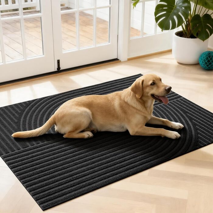 Привітальний килимок FEOMOS 60x90 см, протиковзний грязезахисний килим для входу, коридору, кухні та балкона, чорний, придатний для прання