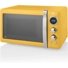 Мікрохвильова піч Swan Retro SM22030YELNEU 20л, жовта, 800W, мікрохвилі з функцією розморожування та таймером 60 хв