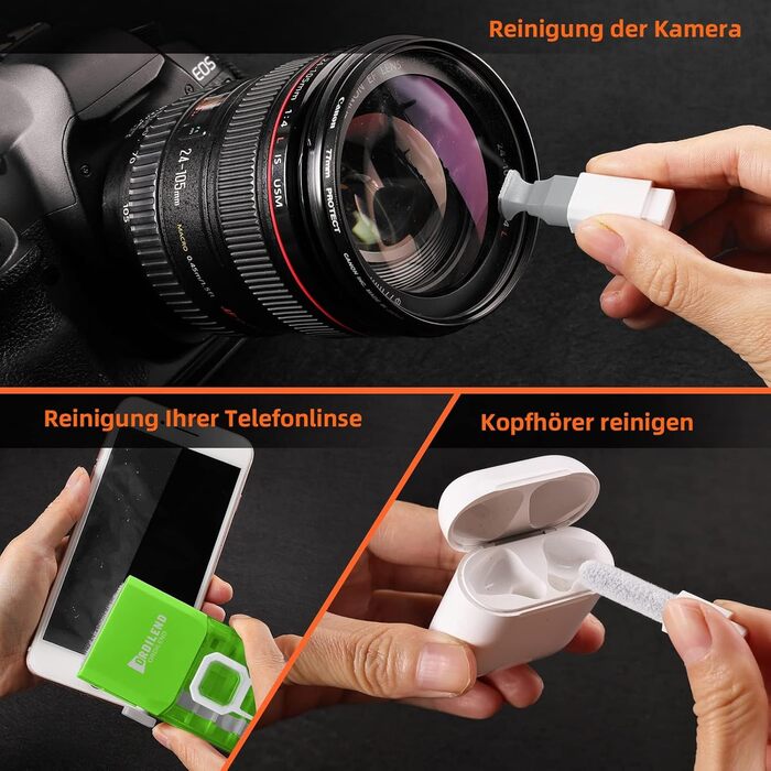 Набір для чищення клавіатури Ordilend: для смартфонів, ноутбуків, планшетів, ПК, моніторів, AirPods, з пульверизатором та щіткою