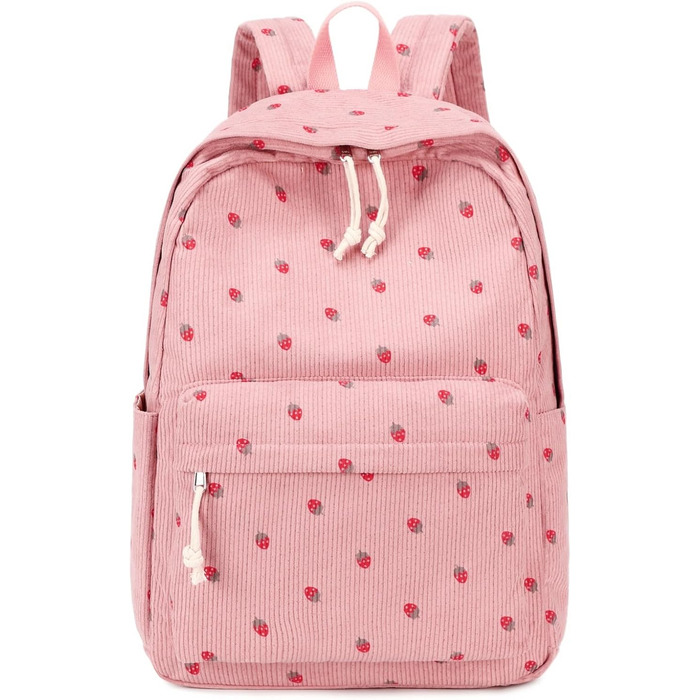 Шкільний рюкзак LOIDOU для дівчаток та хлопчиків-підлітків. Легкий, водонепроникний, з дизайном у вигляді сітки. Колір: коричнево-білий (клубнично-рожевий)