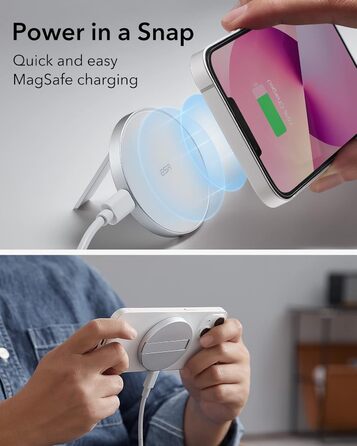 Бездротовий зарядний пристрій ESR MagSafe з підставкою для iPhone 17/16/16 Pro/16 Pro Max/15/14/13, AirPods 4/3/2 Pro, з кабелем 1.5м, білий (без адаптера живлення)