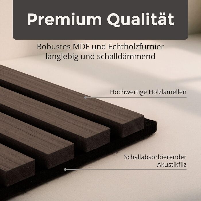 Акустичні панелі з дерева 60x60 см, колір горіх (4 шт.) — стінні звукопоглинаючі панелі-ламелі для шумоізоляції та покращення акустики приміщення