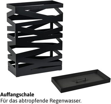 Dönges 'Maxi' Metal Umbrella Stand with Drip Tray & Hooks - Space-Saving, Elegant Black - Ideal for Entryway & Foyer Decor