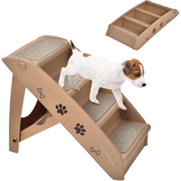 Сходинка для тварин SOARS: 4 сходинки, килимок з повсті, для котів та собак до 60 кг, антиковзаюча, для ліжка, авто, дивану (Коричневий)