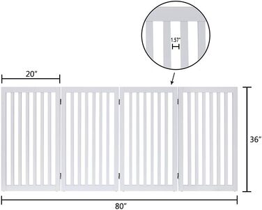Захист для собак Unipaws: відбійник для сходів, без свердління, дерев'яне дитяче огорожа, розкладне, для каміна, з ніжками, білий (4 елементи, 91 см)