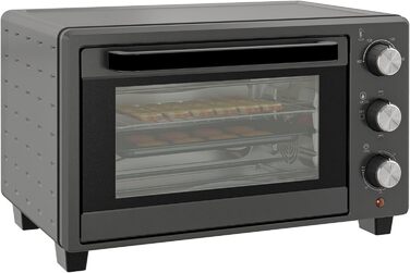 Міні-піч HOMCOM 21 л, 1400 Вт, 100-230°C, таймер, противень, решітка-гриль, вікно, піч для піци, кремово-білий (сірий)