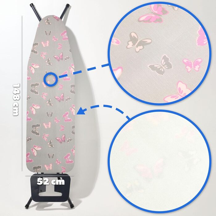 Набір для прасування KADAX з шнурком, бавовняний чохол для прасувальної дошки, підходить для парових прасок, замінний чохол з м'яким підкладом (Квіти, 148x52 см)
