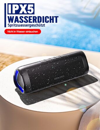 Портативна Bluetooth колонка UOHHBOE 30W з RGB підсвічуванням, TWS Stereo, водонепроникність IPX5, 24 години роботи, 30 метрів, функція гучного зв'язку, трикутна форма
