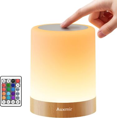Нічник Auxmir для дітей з акумулятором 3000mAh, LED-лампа настільна сенсорна з регулюванням яскравості, 5 режимів, 13 кольорів, 5 рівнів яскравості, бездротова лампа з таймером та пультом дистанційного керування, нічник для декору спальні, тераси