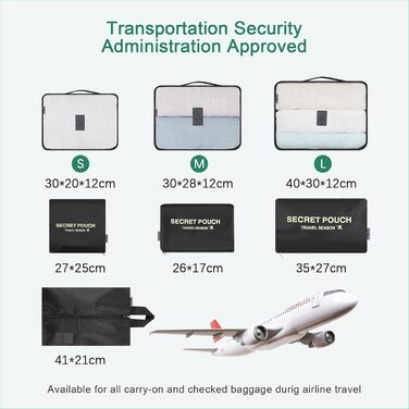 Органайзер для валізи AiQInu, набір 7 шт: кубики для пакування, органайзери для подорожей, сумочки для одягу та взуття (Чорний)