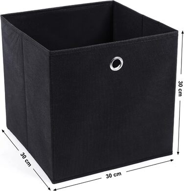 SONGMICS Storage Box, 6 Pack, Folding Box, Foldable Organizer, with Finger Hole, 30 x 30 x 30 cm, Black, RFB02H-3