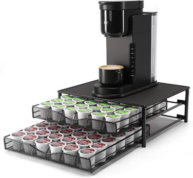 Тримач для капсул кави Sysyly для Dolce Gusto, органайзер на 72 капсули, металева висувна шухляда, чорний.