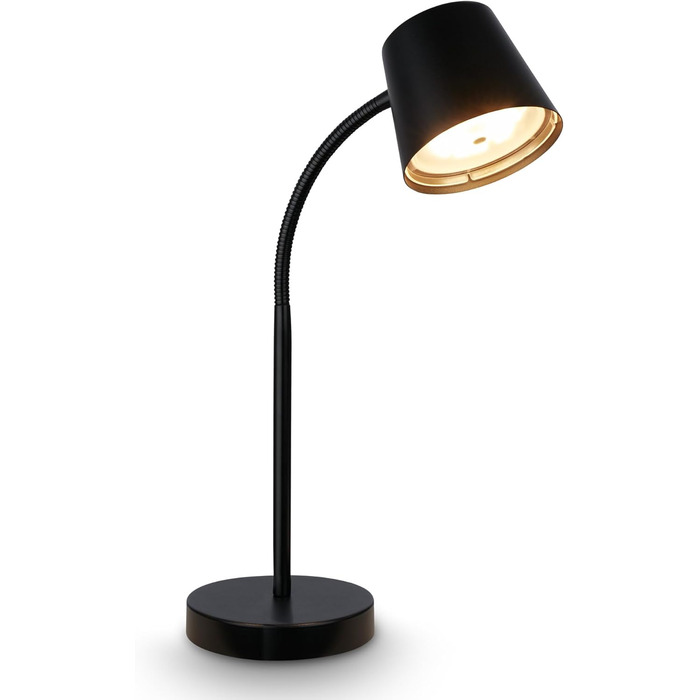 LED лампа BRILONER настільна бездротова з торшером, поворотна, з акумулятором, замінна світлодіодна лампа, нічна лампа, лампа для читання, офісна лампа, чорна, 38,5 см
