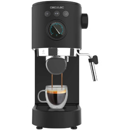 Cecotec Espressomaschine Espresso and Cappuccino Cafelizzia 790 Steel Pro. 1350W, Pressure Gauge, Thermoblock System, 20 Bar Pressure, Automatic Mode for 1-2 Coffees, Swivel Steam Wand, 1.2L, Stainless Steel (Black | Fast, With Pressure Gauge)