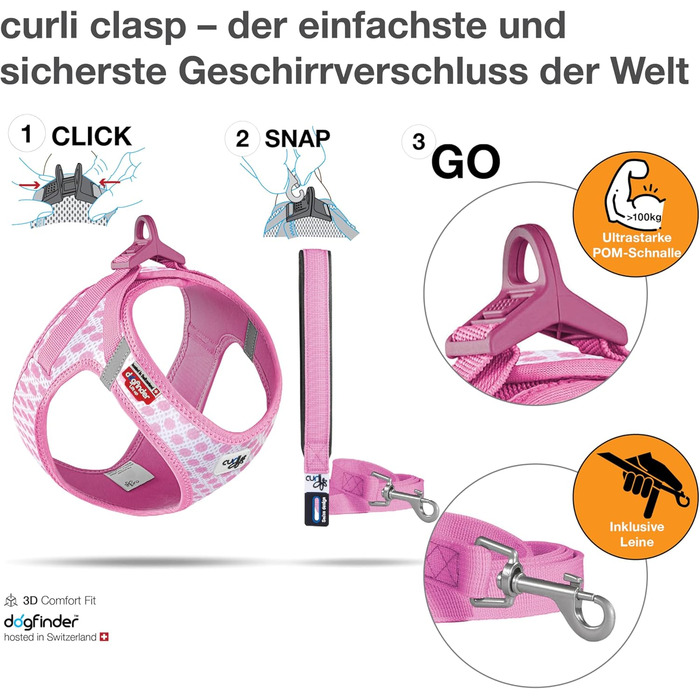 Шлейка для собак Air-esh L з повідком (XS, рожевий колір з кругами)