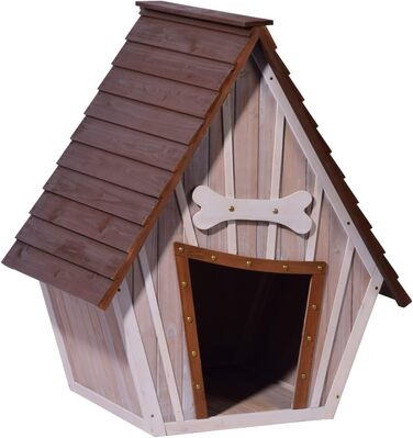 Будинок для собак Dobar® 'Hubi' - XL, масивне дерево, зовнішній, знятний піддон, 90x77x109 см, коричневий/сірий