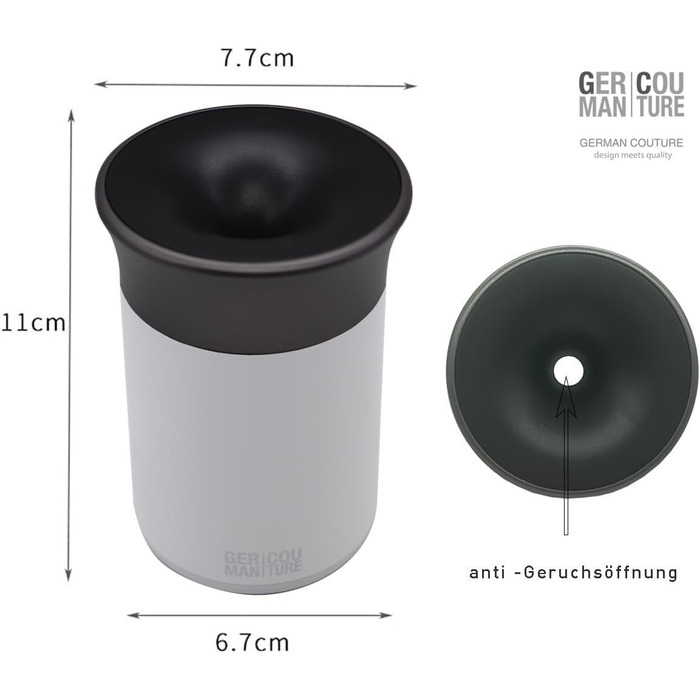 GC German Couture Ashtray Car Ashtray compatible with IQOS ILUMA PRIME TEREA Sticks & Heets Sticks + Glo Hyper Pro Air neo Sticks & for PLOOM Accessories, white/grey