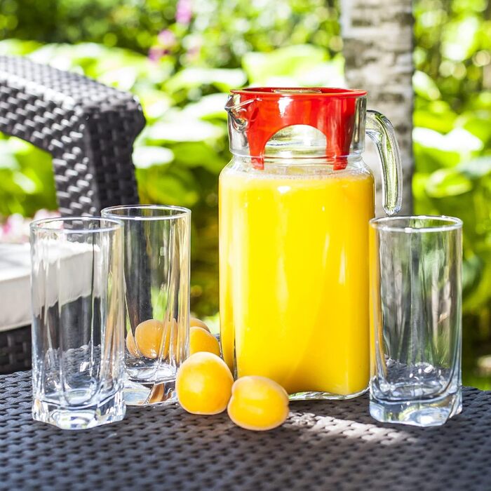 KADAX Drinking Glasses Set of 12, made of high-quality glass, thick-walled juice glasses, ribbed glasses for water, drinks, juice, party, cocktail glasses, beverage glasses (SET OF 12, 380ml tall)