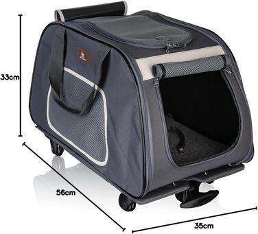 Транспортна сумка-тролей для собак Knuffelwuff, складна, на колесах, S, 56x35x33 см