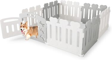 Вольєр для собак Costway 8-панельний, 60 см, з дверцятами, для дому та саду, HDPE пластик, сірий