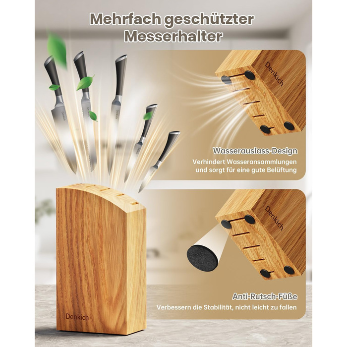 Набір кухонних ножів Messerblock Set, 7 предметів: професійний набір ножів з бруском, німецькі леза з високоякісної нержавіючої сталі, ергономічні ручки, для дому