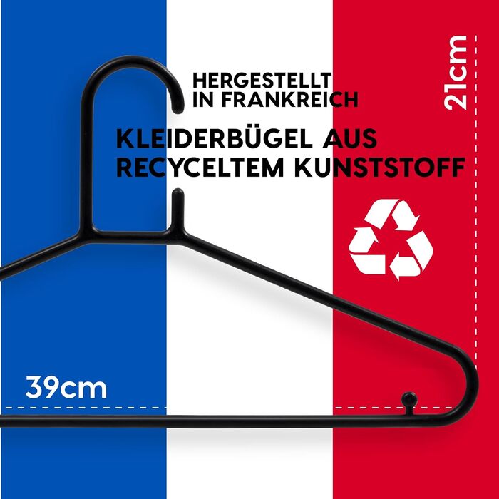 Набір з 30 чорних вішалок для одягу Iris Ohyama CHM-39, 39 см, пластик