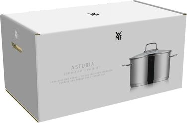 Набір каструль WMF Astoria 5-ти частинний з кришкою з термостійкого скла, Cromargan нержавіюча сталь, індукційне дно, без антипригарного покриття