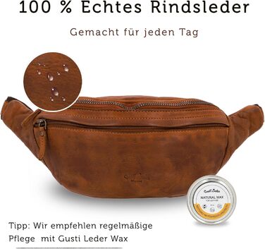 Чоловіча/жіноча поясна сумка Gusti Leather Spencer I з натуральної шкіри, регульований ремінь (колір: коричневий)