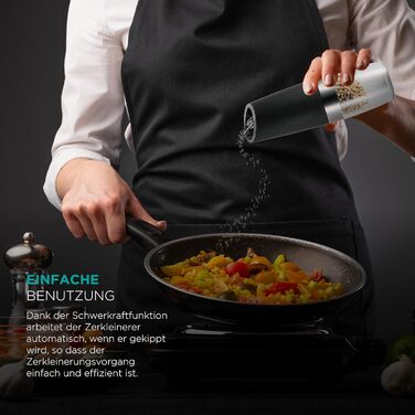Електрична млин для перцю MasterPRO Foodies Collection 5.6x22 см, чорна - з двома відсіками, безпечний дизайн