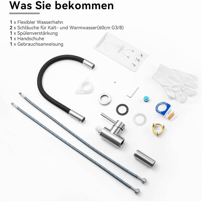 Кран кухонний CECIPA SOFETIY SERIE чорний матовий, з гнучким гусаком 360°, для високого тиску, з нержавіючої сталі, для мийки, однорегуляторний