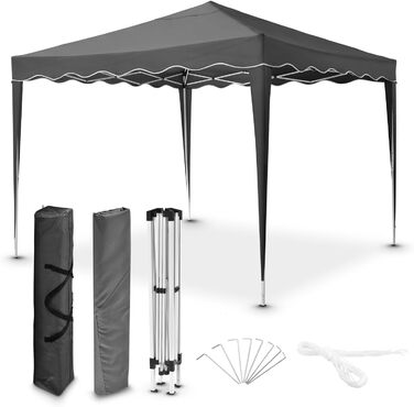 Juskys Pop-up Gazebo Vivara 3x3 m - Adjustable Height Pop-up Gazebo, UV50+ & Water-Resistant - Garden Tent with Bag - Party Tent for Garden - Grey