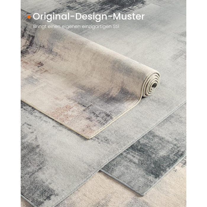 SONGMICS HOME Rug, 160 x 230 cm, Living Room Rug, Non-Slip Rug, Modern Abstract Style, for Living Room, Kitchen, Hallway, Dining Room, Machine Washable, Dove Gray TAR077G01