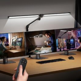 LED лампа NGTeco для робочого столу з 3 світлодіодними смугами, 99 см, регульована яскравість, захист очей, гнучкий шарнірний кріплення, 1500 люменів, архітектурна лампа з пультом дистанційного керування