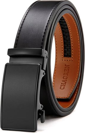 Чоловічий шкіряний ремінь CHAOREN з автоматичною застібкою, 35 мм, без отворів, регульований розмір 90-100 см, чорний