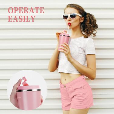 Термокружка Flintronic 510 мл з подвійними стінками, з нержавіючої сталі, з кришкою, для кави та чаю (рожевий)